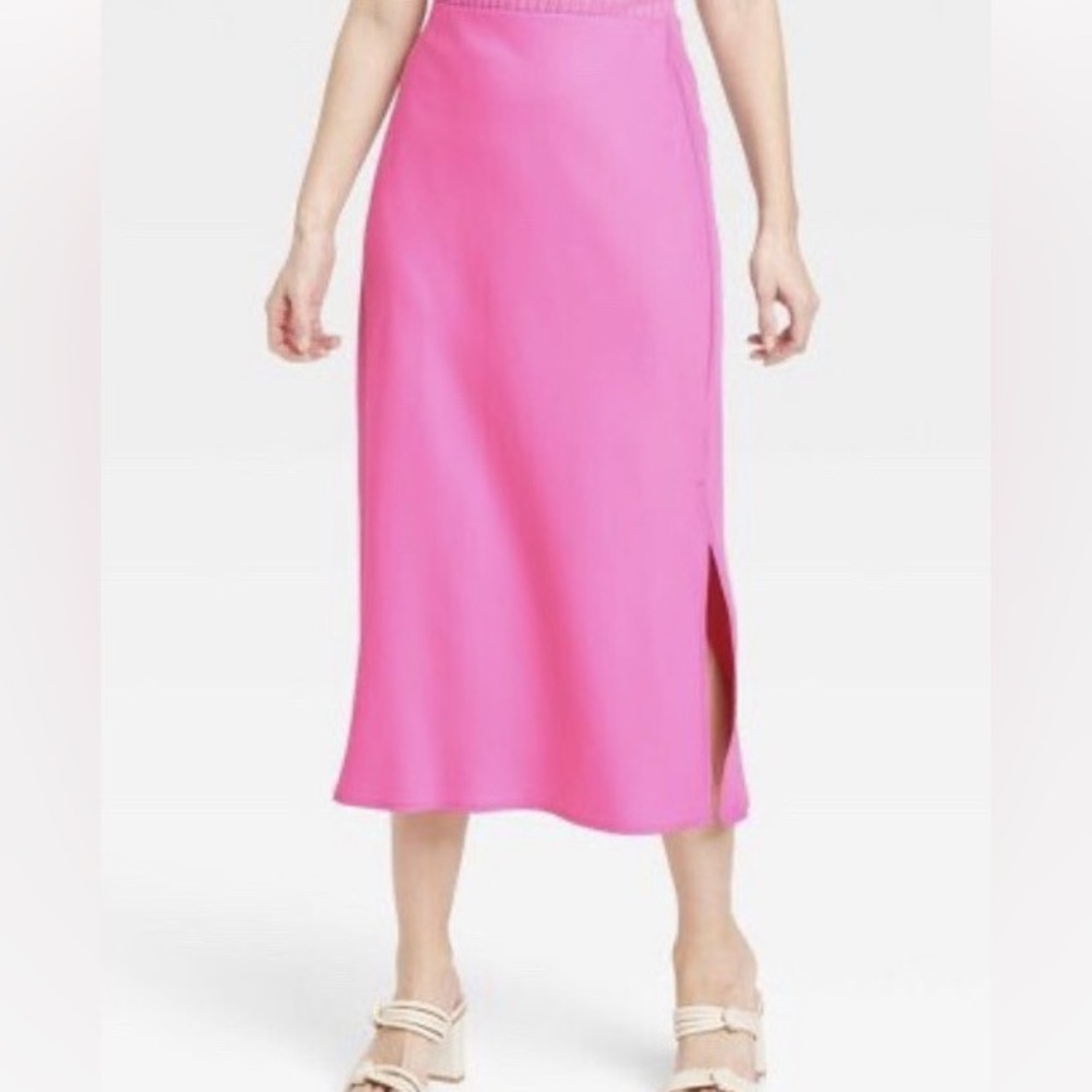 A New Day Hot Pink Satin Maxi Slip A-Line Skirt XL